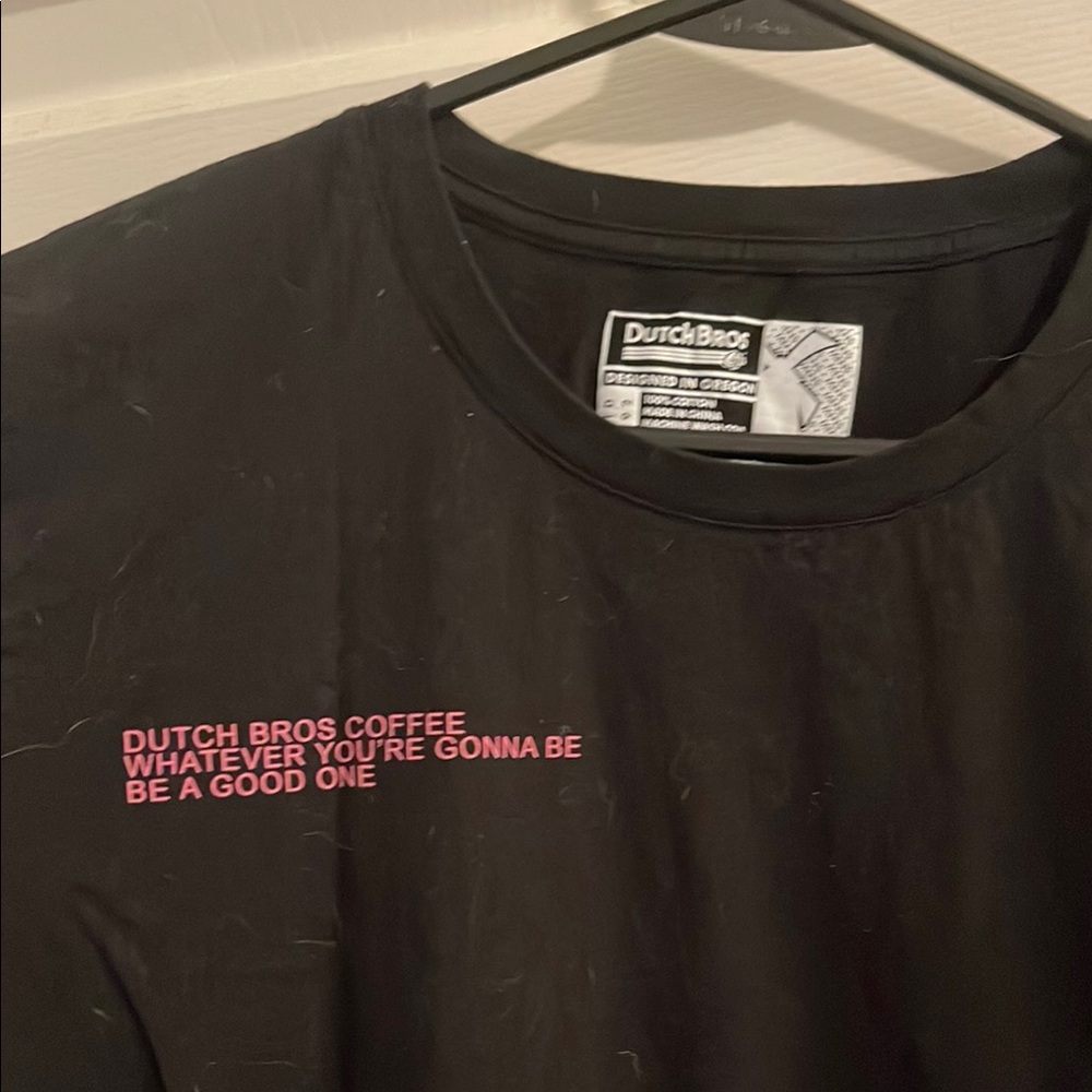 Dutch Bros Black Tee with Pink Text